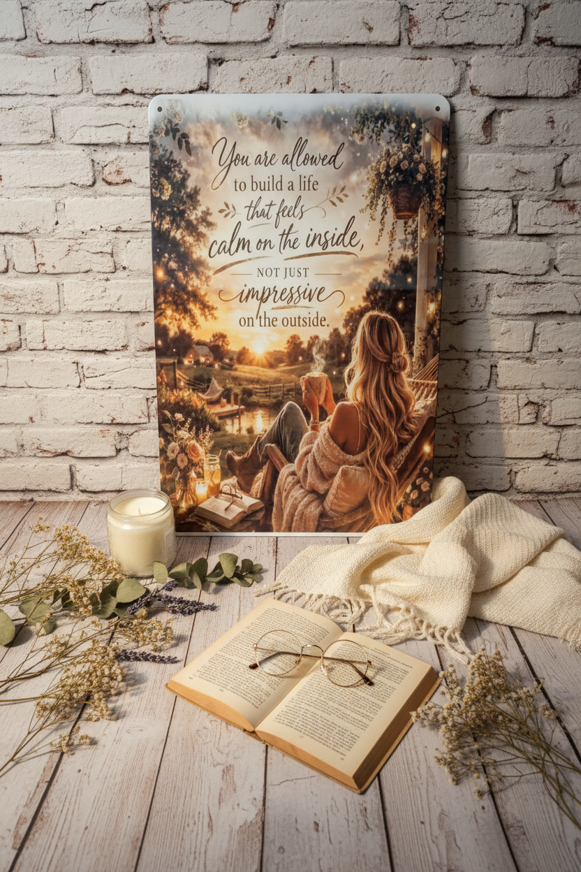 Calm on the Inside Metal Print | Boho Inspirational Wall Art 8x12