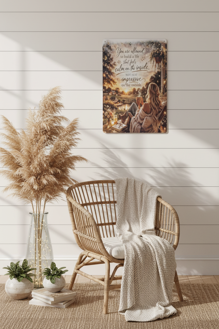 Calm on the Inside Metal Print | Boho Inspirational Wall Art 8x12
