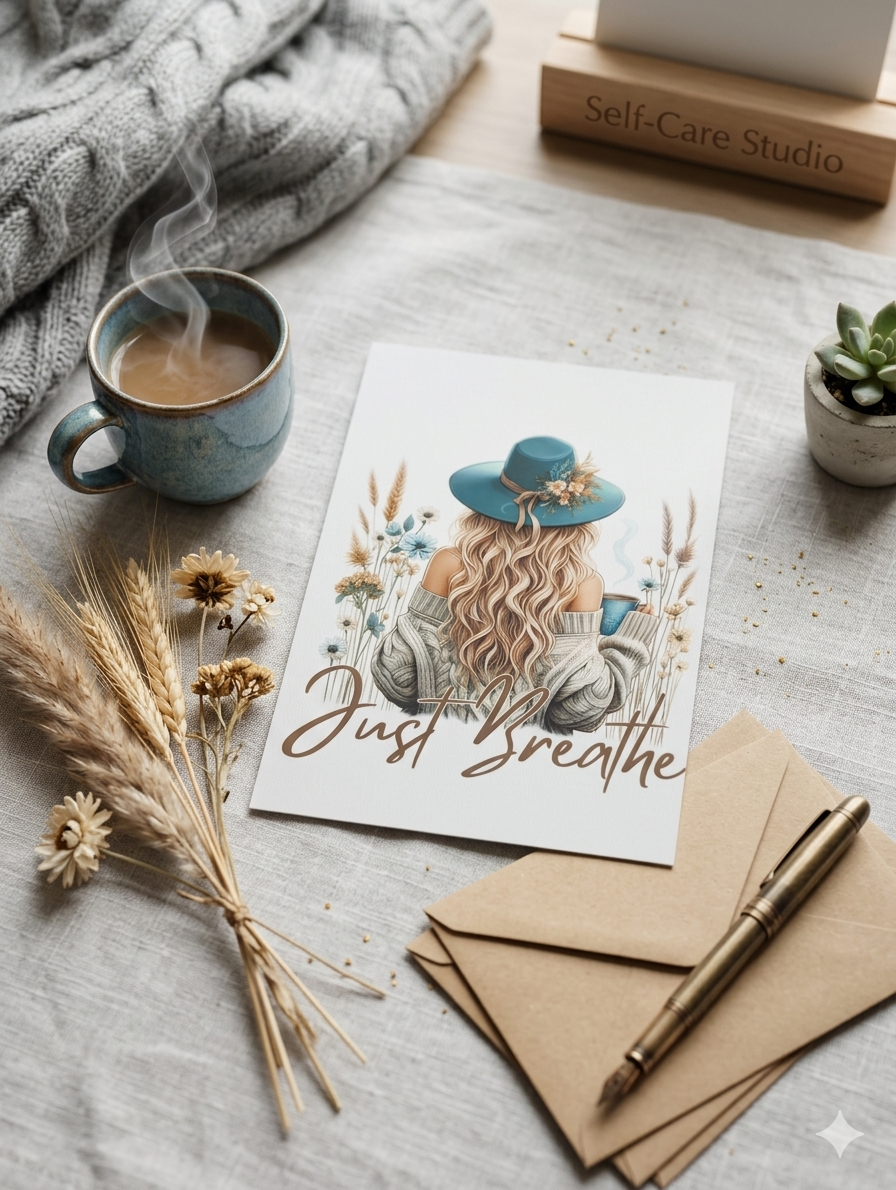 Just Breathe Fine Art Tin Print | Cozy Farmhouse Decor