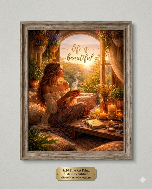 "Life is Beautiful" Boho Fine Art Print – 8x10 Wall Decor