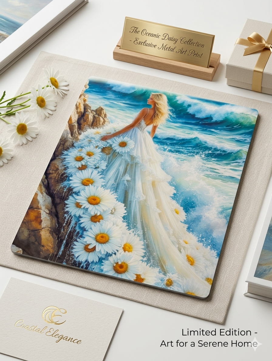 The Oceanic Daisy Premium Metal Art Print – Coastal Elegance Limited Edition