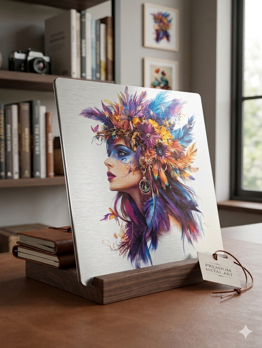 Bohemian Goddess Chromaluxe Metal Art Print – 8x8 Vivid Wall Decor